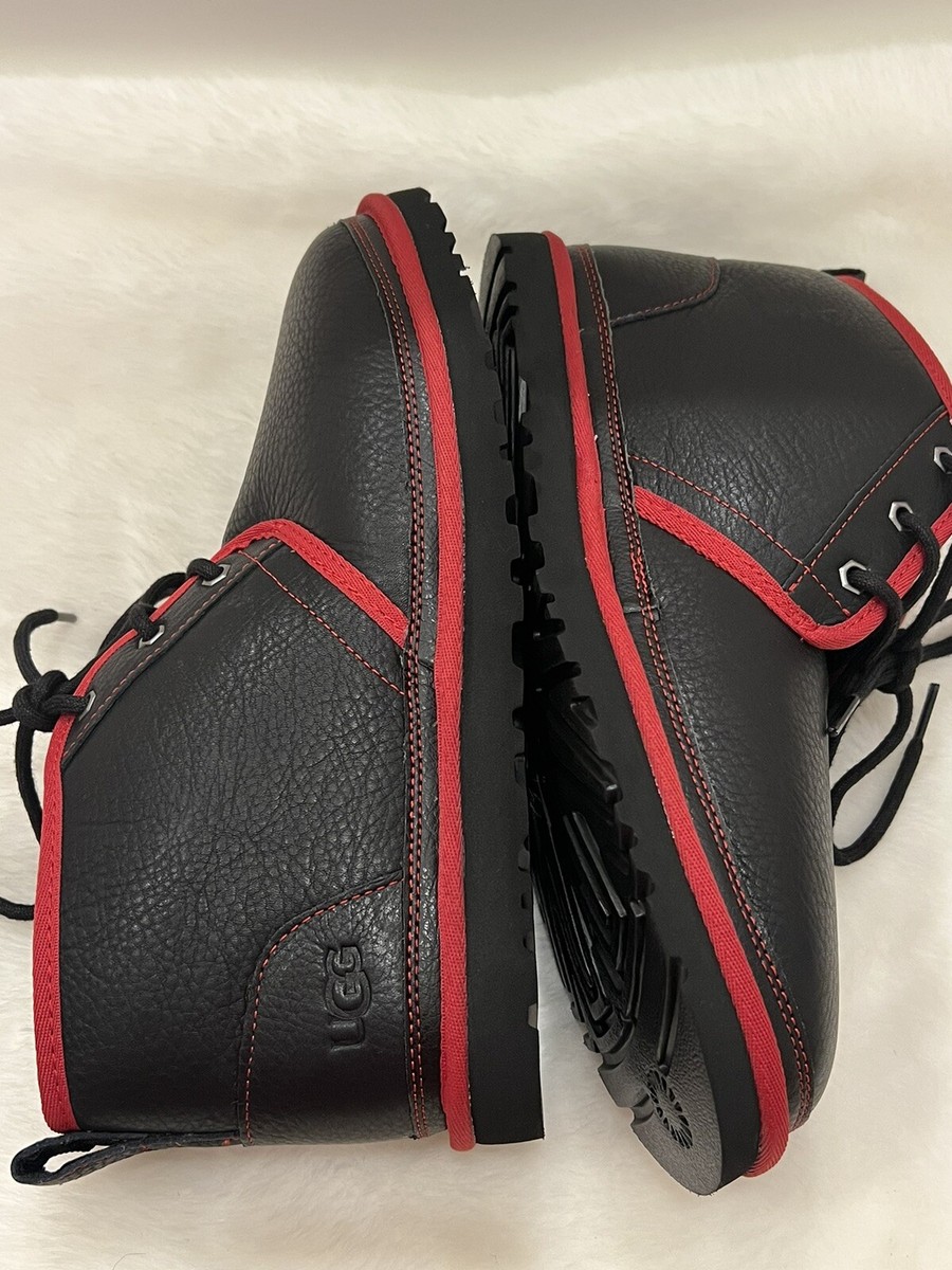 New! UGG®  Black & Samba Red Leather Neumel Boot. Size 11 s-l400.jpg main image 4