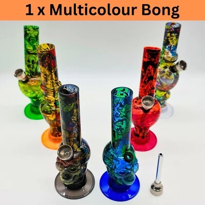 1 Pcs Acrylic Mini Water Bong 6 Inch Smoking Pipe Hookah Assorted Multi Color UK