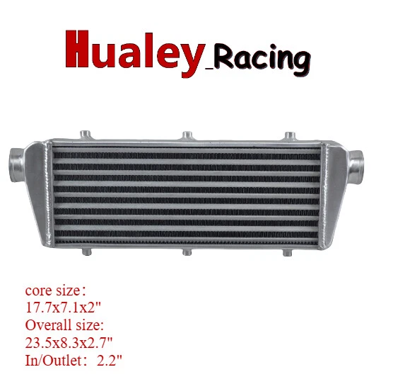 Универсальный алюминиевый интеркулер с передним креплением Turbo 23,5 дюйма x 8,3 дюйма x 2,7 дюйма вход/выход: 2,2 дюйма - Изображение 3 из 4