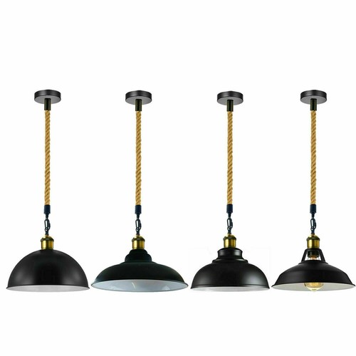 Vintage Industrial Black Flush Mount Ceiling Light Fittings Metal Lamp