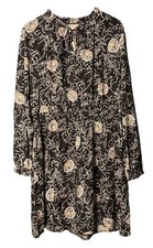 Loft Long Sleeve Black Dress with Floral Design Women's Size Large