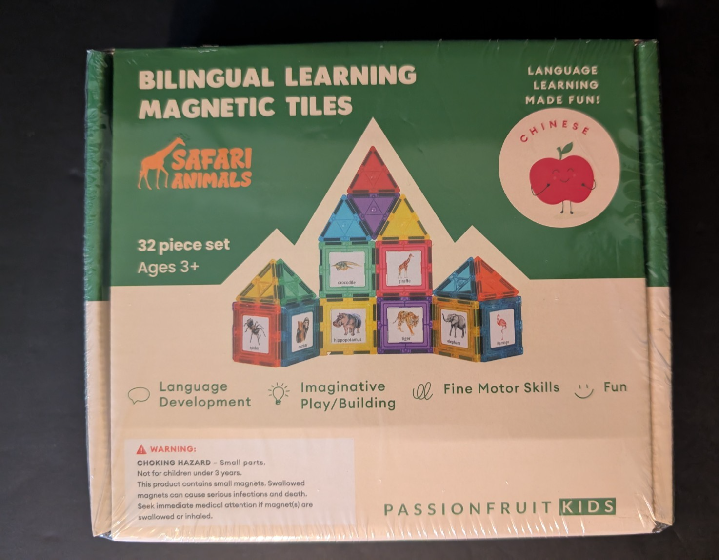 Passionfruit Bilingual Chinese English Learning Magnetic Tiles for Kids