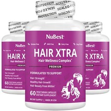 Hair Xtra by NuBest - Vitamin For Stronger, Fuller  Thicker Hair - Pack 3