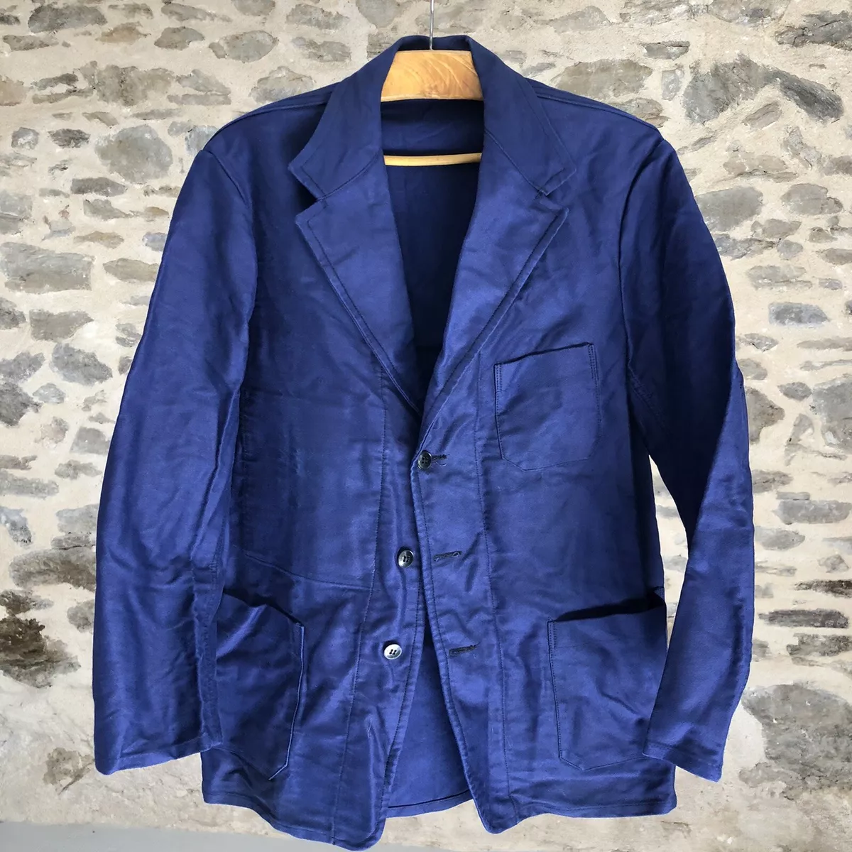 Blue MOLESKIN Vintage 1960s French Workwear Chore Sport Jacket Tailored  Blazer M