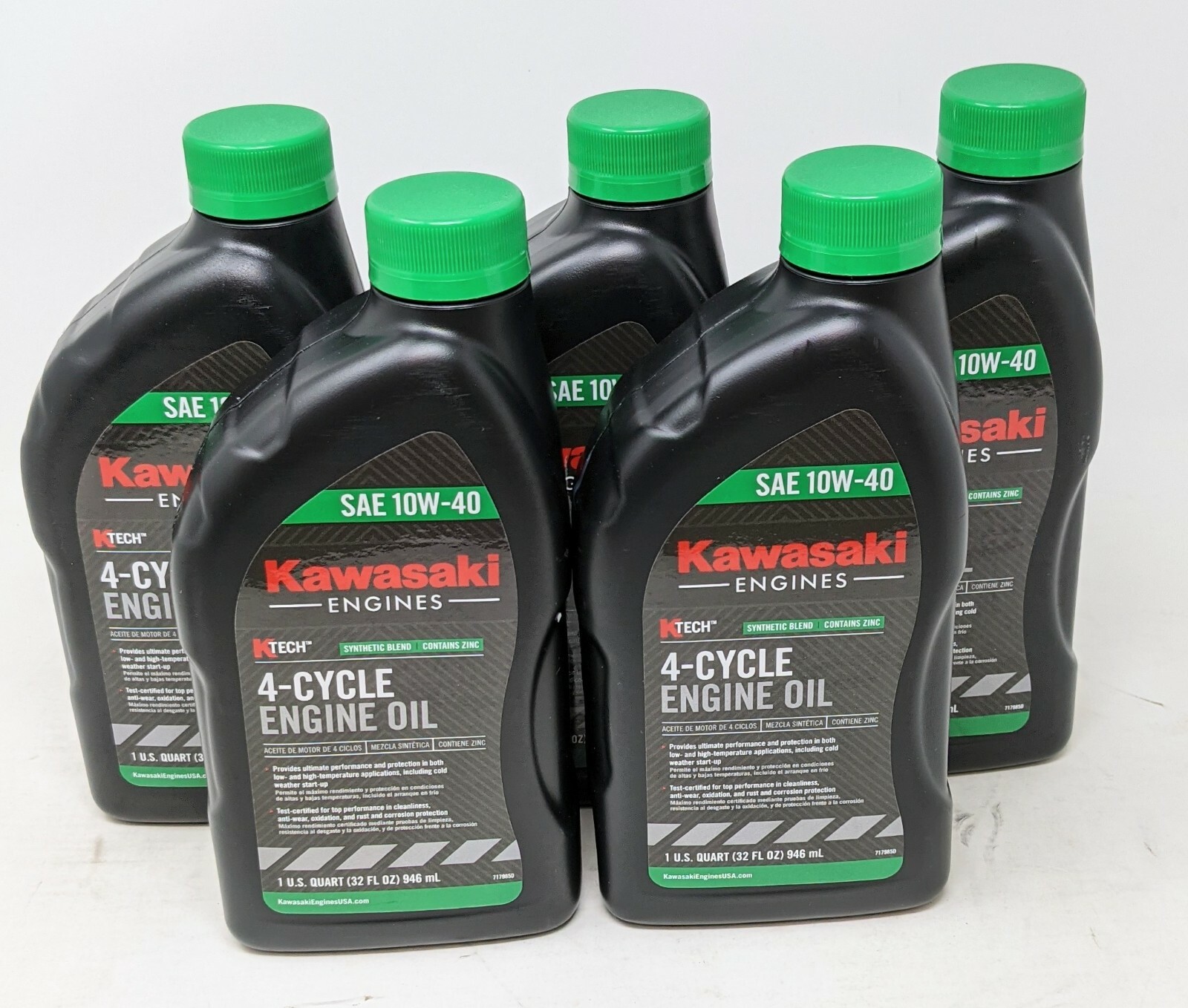 Pack of 5 Kawasaki 99969-6296 Genuine OEM K-Tech SAE 10W-40 4-Cycle Engine Oil