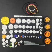 82x Plastic Gears Pulley Belt Worm Kits Crown Gear Set Motor Robot Toy Parts Diy