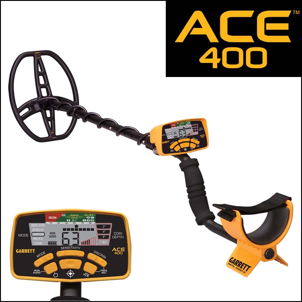 Garrett ACE 400 Metal Detector with Searchcoil and 3 Accessories Open