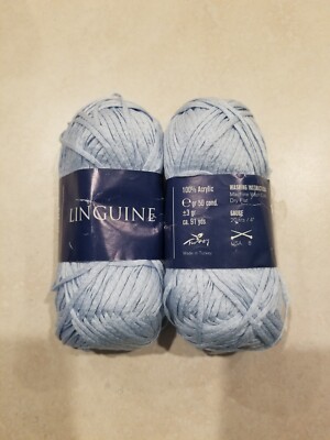 Lot of 2 Filati Europa Linguine Ribbon Yarn Sky Blue Color 30  (91 yds each) NEW
