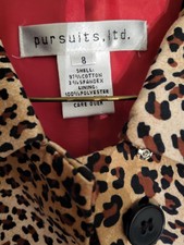 Pursuits Ltd Women’s Long Jacket Size 8 Leopard Print New