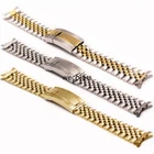Hollow Curved End Stainless Steel Jubilee Bracelet Clasp Watch Band Strap 18-22
