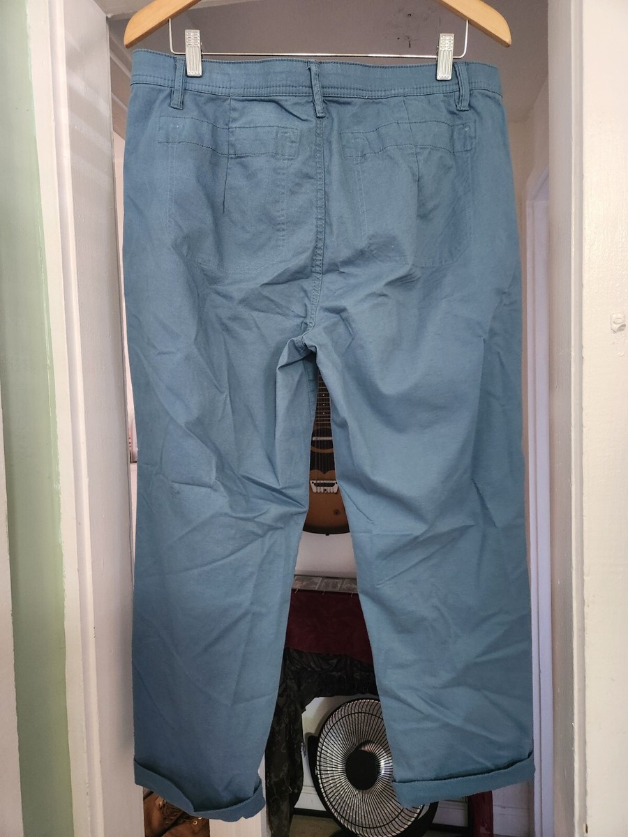 Curve Appeal Twill Cotton Minimalist Pants Stretch Blue/Gray