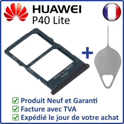 TIROIR SUPPORT CARTE SIM ET NANO MEMORY NM DU HUAWEI P40 LITE NOIR + OUTIL