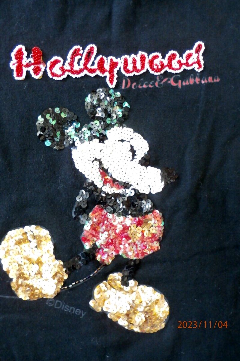 Vtg Dolce & Gabbana Tee Black Beaded Sequin Mickey Mouse Vtg Dolce & Gabbana Tee Black Beaded Sequin Mickey Mouse