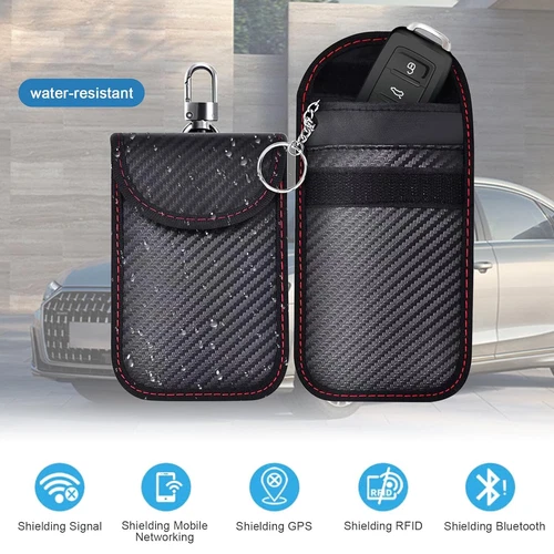 2x Auto Schlüssel Keyless Go Schutz RFID Funk Blocker Tasche Etui Hülle Rutschfe - Bild 4 von 16