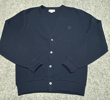 IZOD Cardigan Sweater Men Medium Navy Blue Vintage 70s 80s V-Neck USA Made B164
