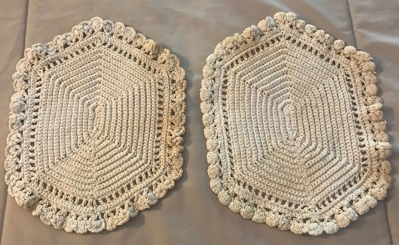 Doilies-A Pair of 6 1/2" x  8" 6-Sided 'Rectangular' Crocheted Doilies