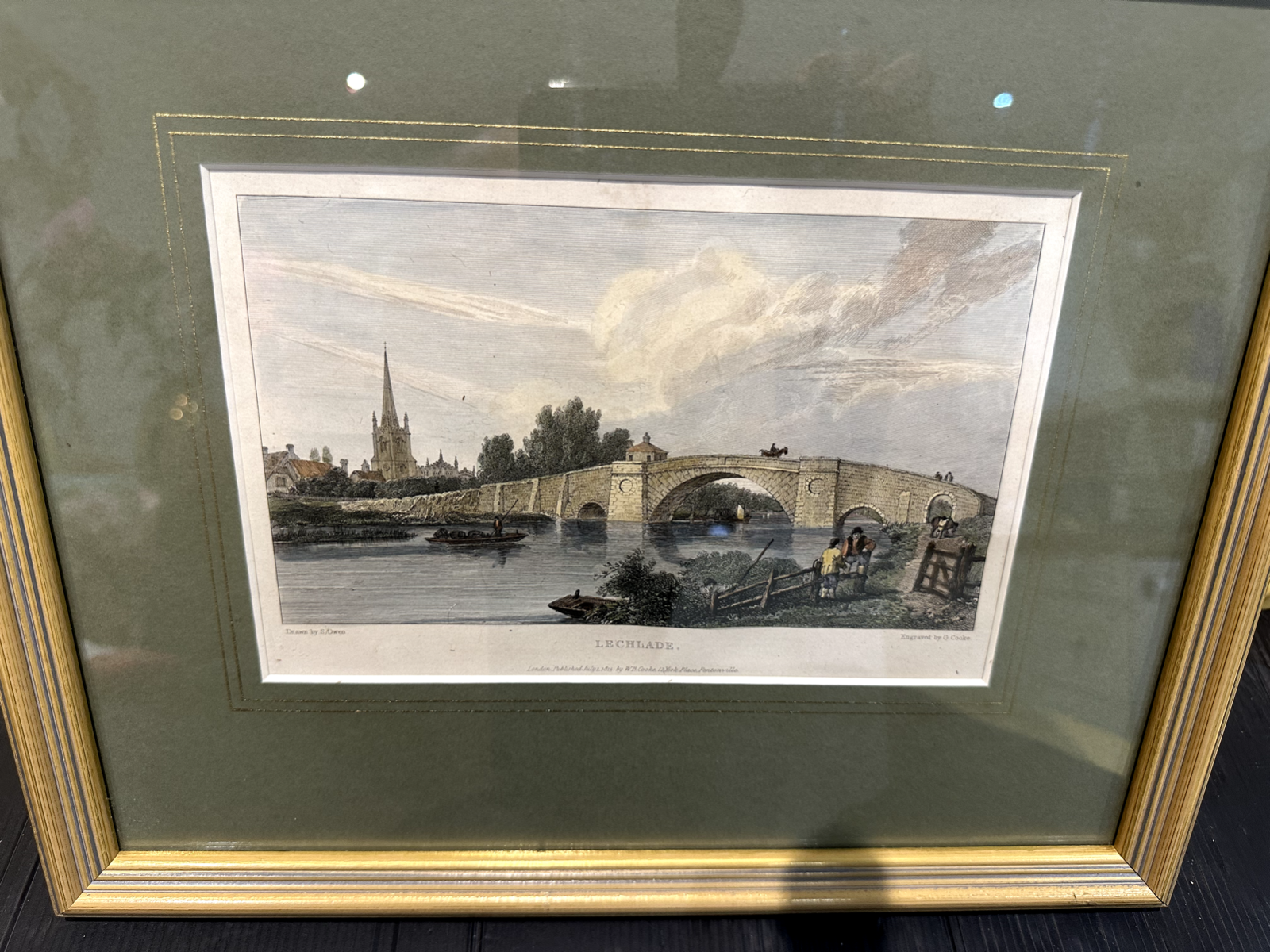 Hand Coloured Print - Bridge @ Lechlade on Thames Etching dated 1815 by G Cooke