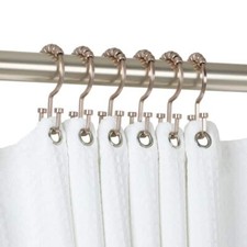 Utopia Alley Deco Flat Double Roller Shower Curtain Hooks Brushed Nickel