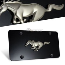 Ford Mustang Logo Front 3d Black Stainless Steel License Plate Frame With 4 Caps Ford Mustang Logo Front 3d Black Stainless Steel License Plate Frame With 4 Caps