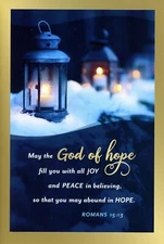 Religious CHRISTMAS Card, God of Hope Joy Peace Blessings Winter by DaySpring +✉