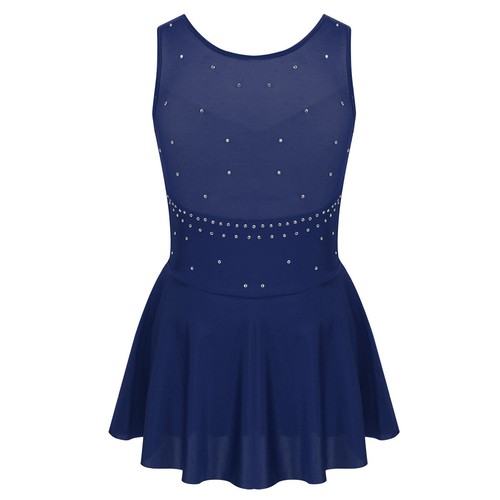 UK Girls' Gymnastics Leotard Sleeveless Sparkly Rhinestone Ballet Dance Bodysuit - Picture 82 of 106
