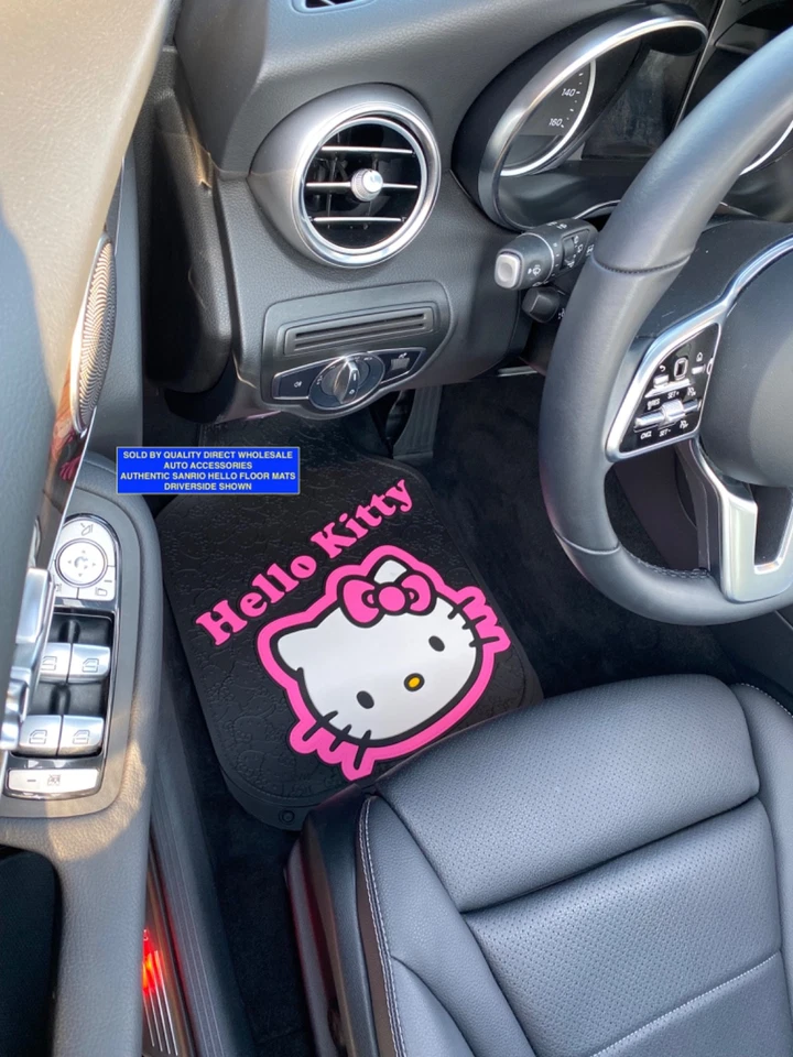 JUEGO DE 5 PIEZAS HELLO KITTY Alfombrillas de goma delanteras traseras para volante de coche camión Foto 3 de 4