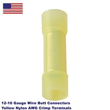100 pieces 12-10 Gauge Wire Butt Connectors Yellow Nylon AWG Crimp Terminals
