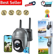 4G LTE Plug in Security Camera Outdoor With SIM Card【24/7 Recording】 2K Wired...