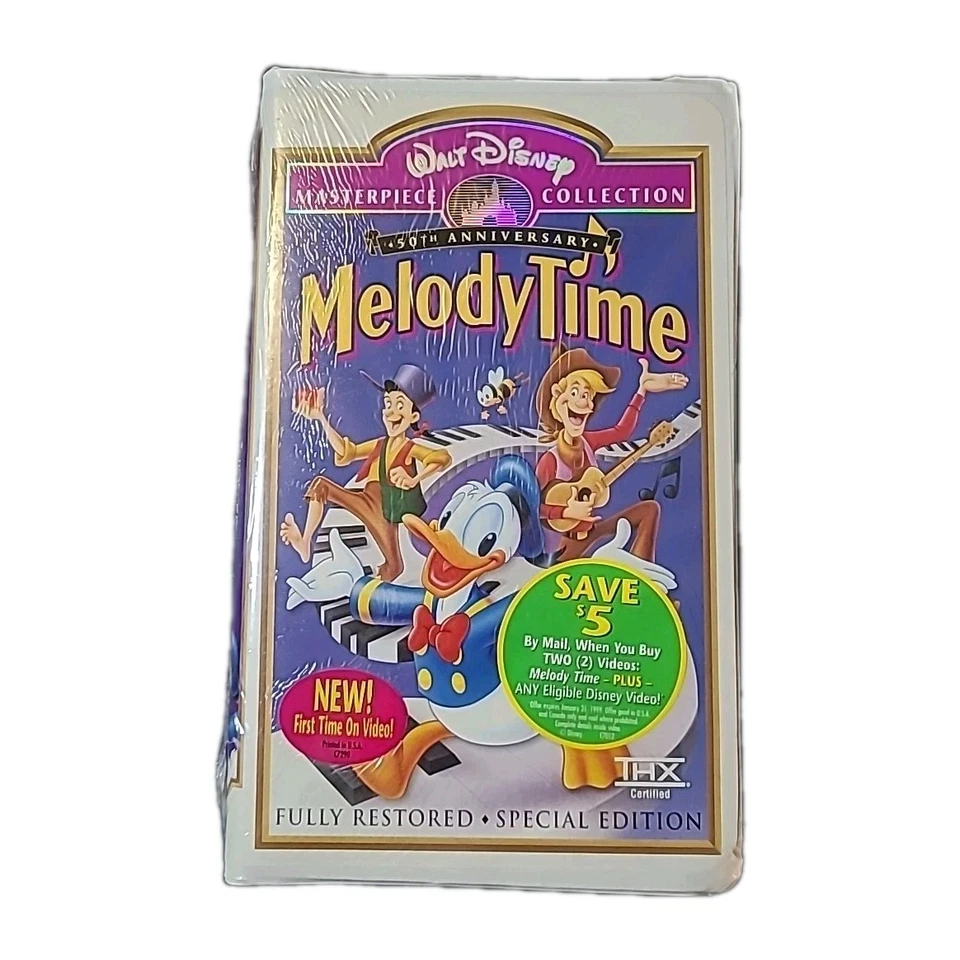 4 Disney VHS Tapes New Fantasia - Sleeping Beauty - The Rescuers -  Melody Time - Image 3 of 4