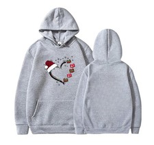 Christmas Heart Hoodie Cute Santa Hat Books Snowflakes Holiday Gift Unisex
