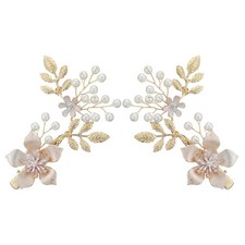 2 Pcs Decorative Hair Pins for Women Gold Leaf Headband Headpiece