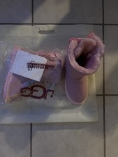 UGG Girls Pink Bow Fur-Lined Mid-Calf Snow Boots Flat Heel US Size 4