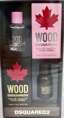 DSquared2 Wood Eau De Toilette Men & Women Cologne / Perfume Set 0.17oz Each New