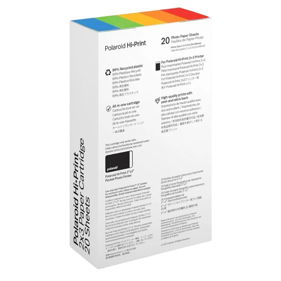 Polaroid 2x3 Sticky Backed Paper Cartridge for Hi Print Photo Printer 20 Sheets - Image 3 of 4