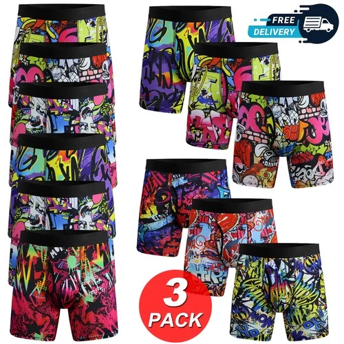 3 Pack Men Boxer Briefs Long Leg Tagless Comfort Soft Trunks Underwear Shorts