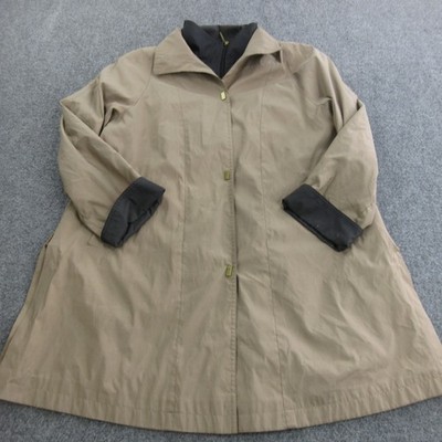 Junge Coat Womens 6 Beige Microfiber Rain Mid Length Zip Pockets Collared Lined