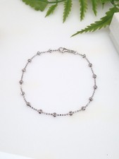 925 Sterling Silver Ball Beaded Chain Bracelet Women 7" 3mm Dainty