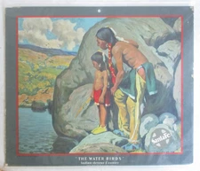 Vintage Santa Fe Railroad cardboard advertising print " Water Birds" CR 1936