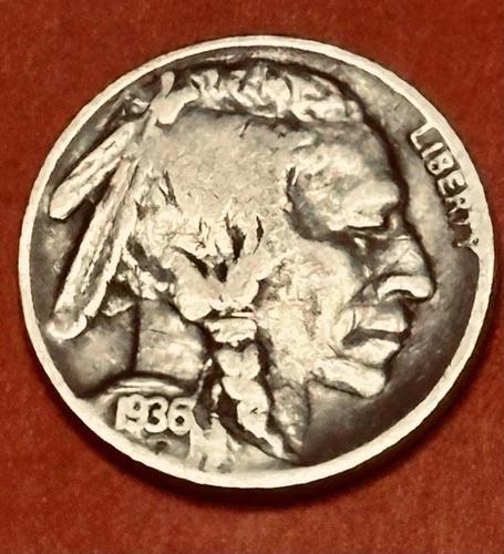 1936 S Buffalo Nickel US Coin - San Francisco Mint - F/XF COND 🇺🇸 KM#134 #B6