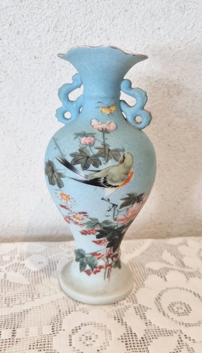 Vase Céramique Style Japonais – Potiche Décorée Motif Floral – Occasion