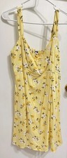 Women’s Medium Old Navy Yellow Summer Sun Dress, Floral Print, Adjustable Straps