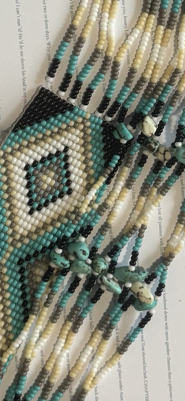 Beaded Statement Necklace Turquoise Multistrand N… - image 2