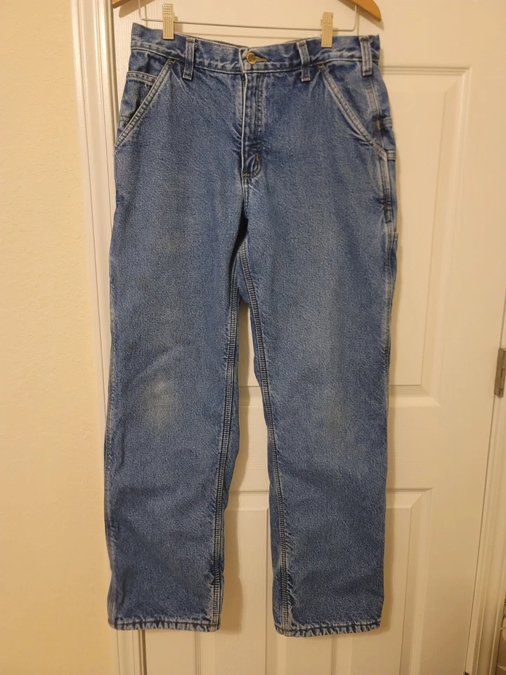 JEANS CARHARTT RELAXED FIT PIERNA RECTA FORRADOS DE VELLÓN Para Hombre Talla 32 X 29 LAVADO OSCURO Foto 3 de 4