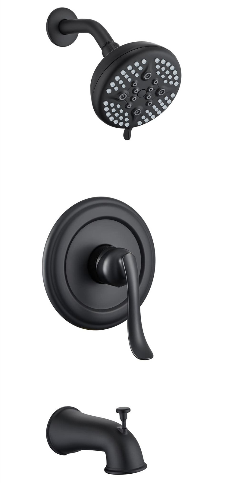 КОМБИНИРОВАННЫЙ НАБОР СМЕСИТЕЛЕЙ ДЛЯ ДУША ELLO-ALLO С МАТОВЫМ ЧЕРНЫМ ИЗЛИВОМ И ОДНОЙ РУЧКОЙ - ЧЕРНЫЙ