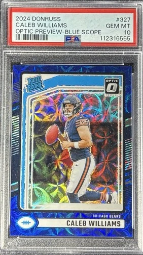 Caleb Williams 2024 Donruss Optic Preview Blue Scope Rated Rookie RC PSA 10