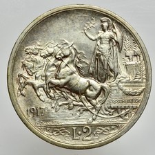 VITTORIO EMANUELE  III - AG/  2 LIRE 1917   RARA