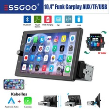 10,4" Drehbar Autoradio 1 DIN Wireless Carplay Android Auto USB AUX TF Bluetooth