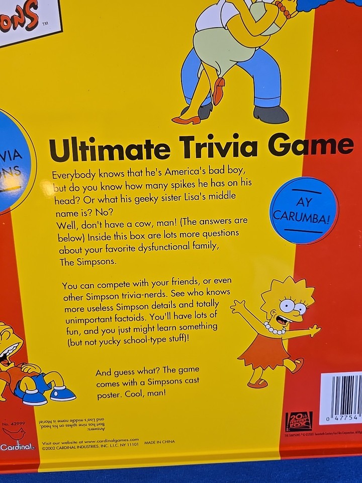 The Simpsons Ultimate Trivia Game Complete Metal Collector Tin 2002 ...