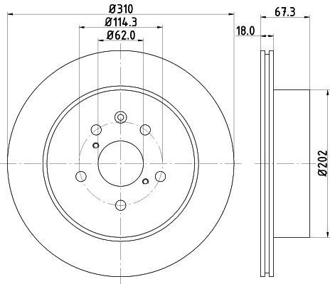 HELLA 8DD 355 112-881 BRAKE DISC Rear (PAIR)