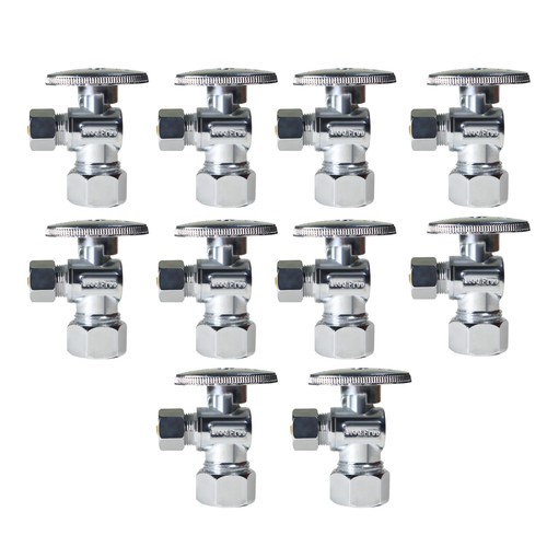 10 PCS 5/8 OD x 3/8 OD Compression Angle Valve Metal Handle Plumbing Shut Off